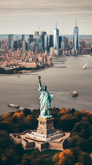 Vista de la Estatua de la Libertad en la ciudad de Nueva York