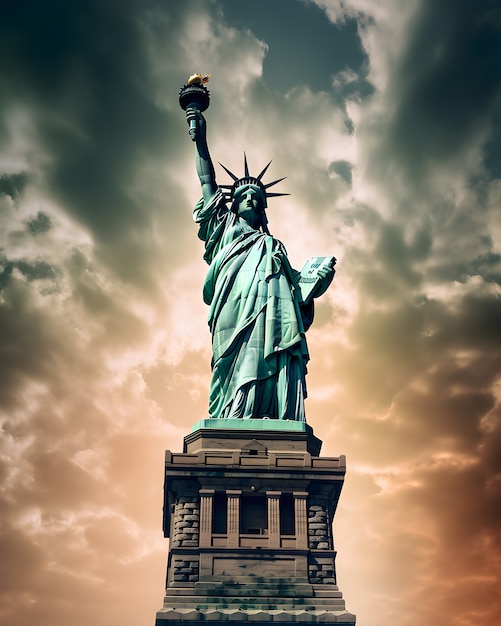 Vista de la Estatua de la Libertad en la ciudad de Nueva York