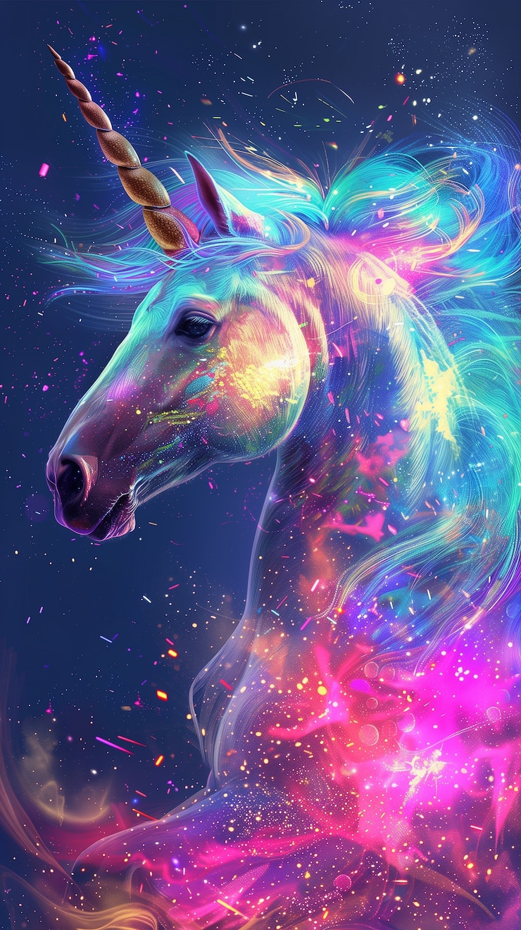 Foto gratuito vista de estilo de arte digital del unicornio de fantasía