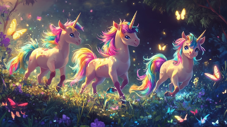 Foto gratuito vista de estilo de arte digital del unicornio de fantasía