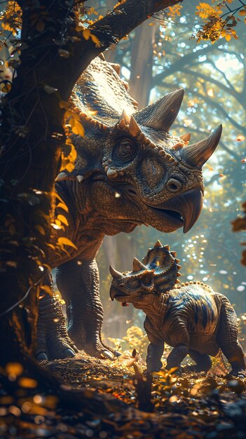 Vista de la extinta criatura dinosaurio triceratops