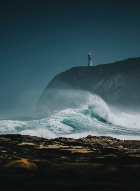 Vista del faro de Castle Point, Nueva Zelanda