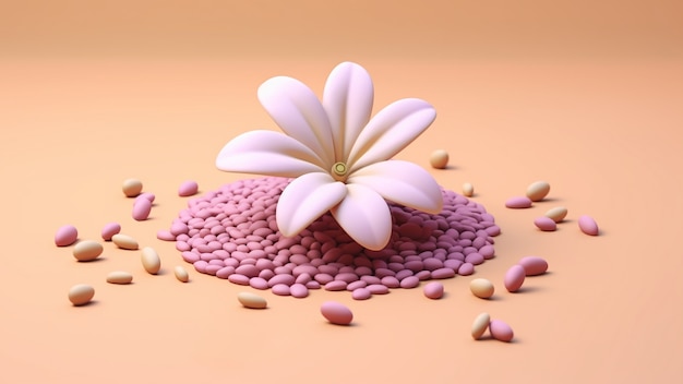 Foto gratuita vista de flor 3d con rocas.