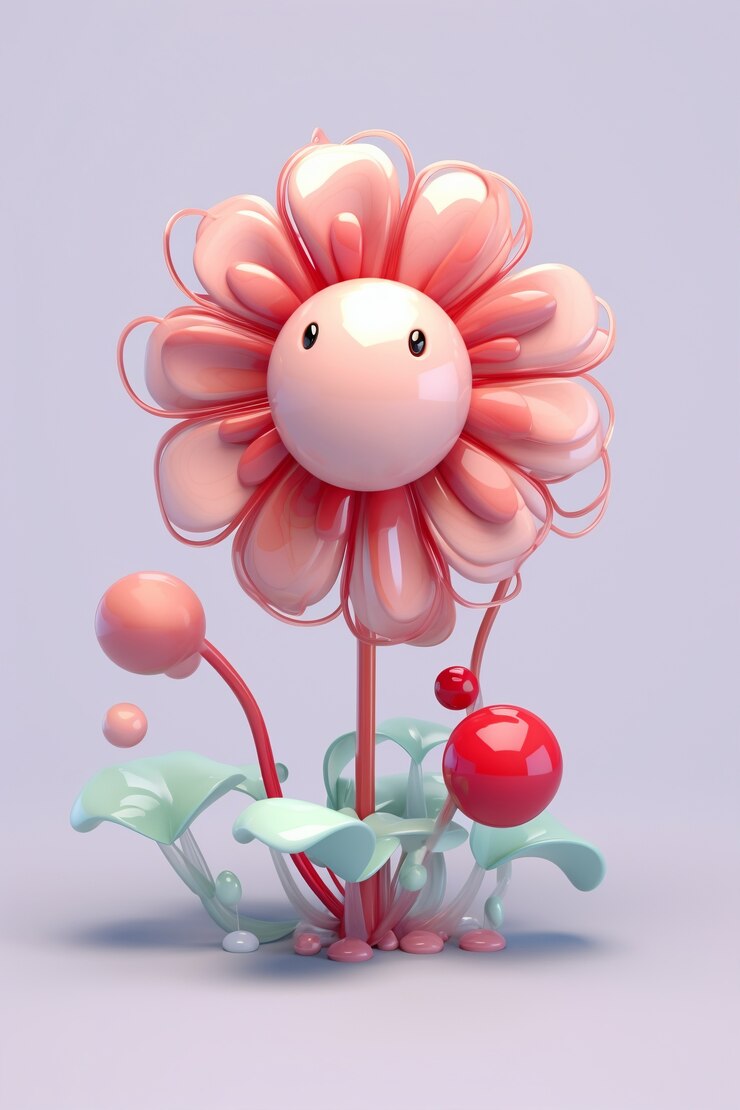 Foto gratuito vista de la flor de dibujos animados abstractos 3d