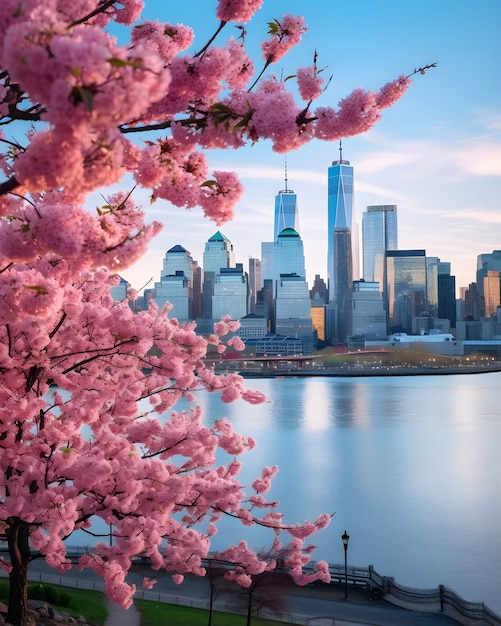 Foto gratuita vista de las flores que florecen en la ciudad de nueva york