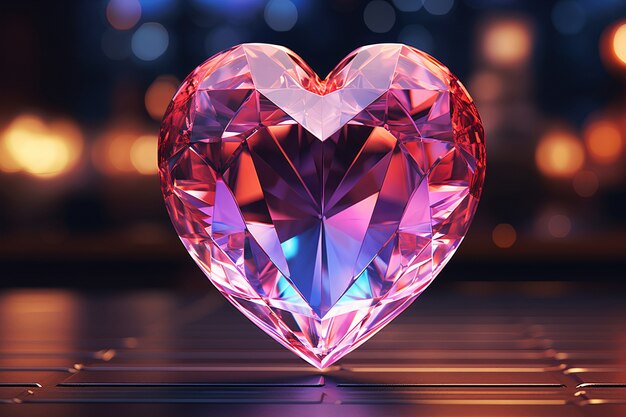 Vista de forma de corazón hecha de piedras preciosas.