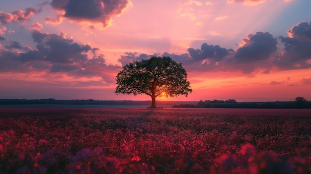 Vista fotorrealista de un árbol en la naturaleza con ramas y tronco