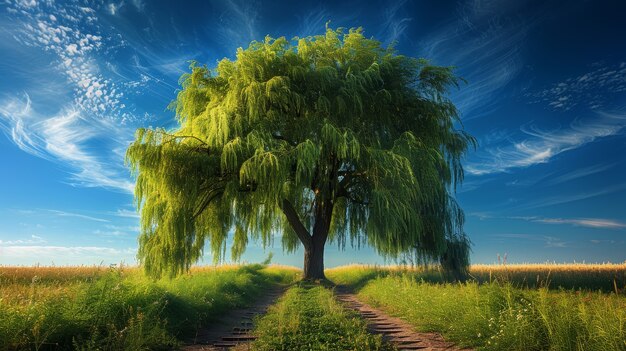 Vista fotorrealista de un árbol en la naturaleza con ramas y tronco