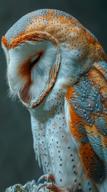 Vista fotorrealista de un búho con plumas en la naturaleza