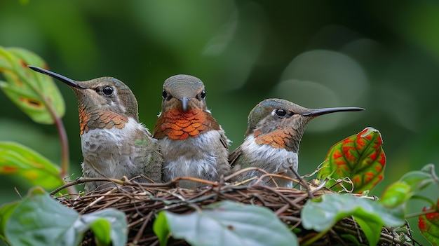 Una vista fotorrealista del hermoso colibrí en su hábitat natural