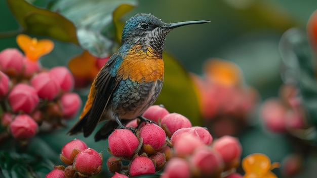 Foto gratuita una vista fotorrealista del hermoso colibrí en su hábitat natural