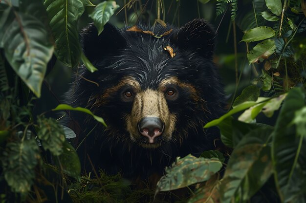 Vista fotorrealista del oso salvaje en su entorno natural