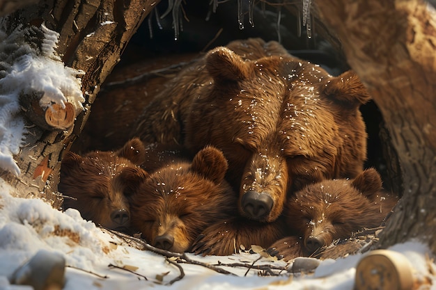 Foto gratuita vista fotorrealista del oso salvaje en su entorno natural
