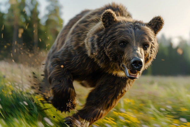 Foto gratuita vista fotorrealista del oso salvaje en su entorno natural