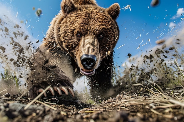 Foto gratuita vista fotorrealista del oso salvaje en su entorno natural