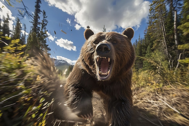 Foto gratuita vista fotorrealista del oso salvaje en su entorno natural