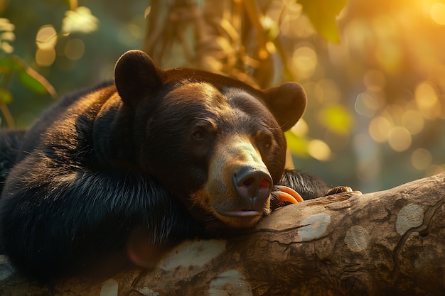 Foto gratuita vista fotorrealista del oso salvaje en su hábitat natural