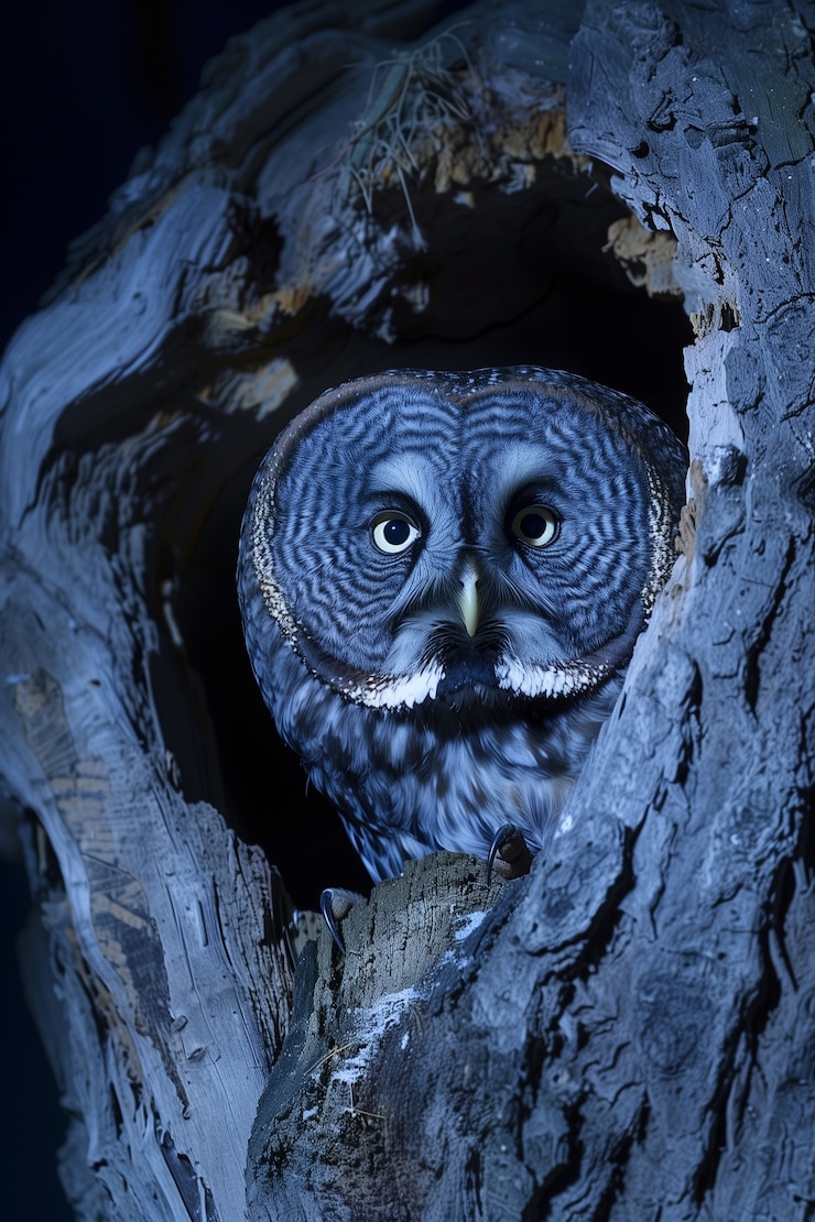 Foto gratuito vista fotorrealista del pájaro búho por la noche