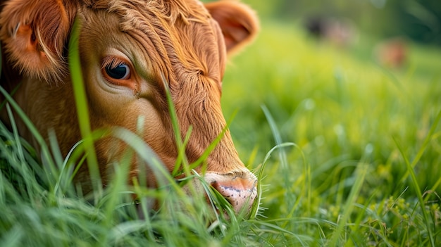 Foto gratuita vista fotorrealista del pastoreo de vacas en la naturaleza al aire libre