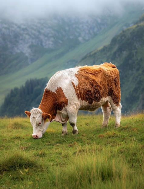 Foto gratuita vista fotorrealista del pastoreo de vacas en la naturaleza al aire libre