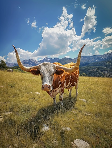 Vista fotorrealista del pastoreo de vacas en la naturaleza al aire libre