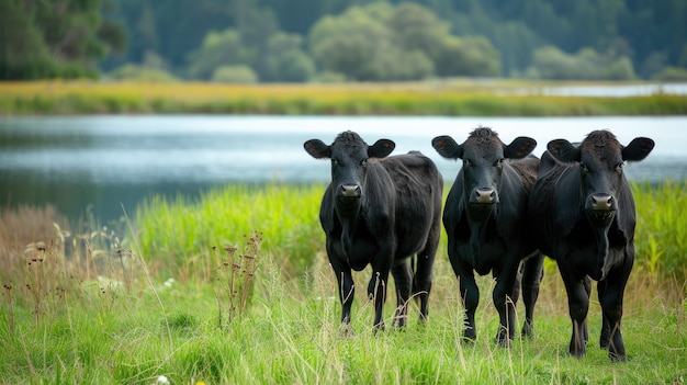 Foto gratuita vista fotorrealista de las vacas pastando al aire libre