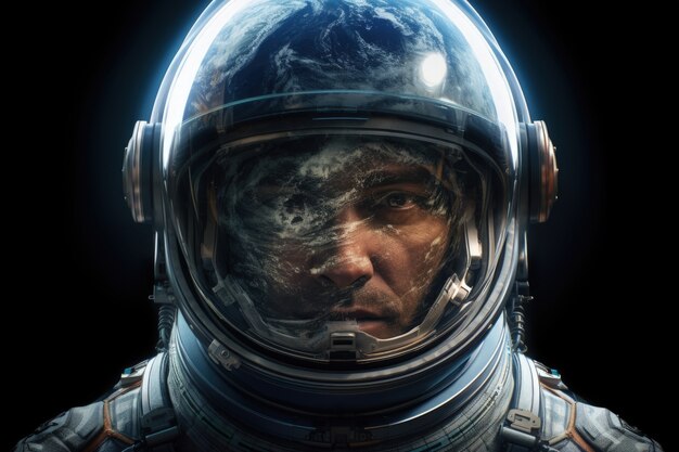 Vista frontal de un astronauta con su equipo