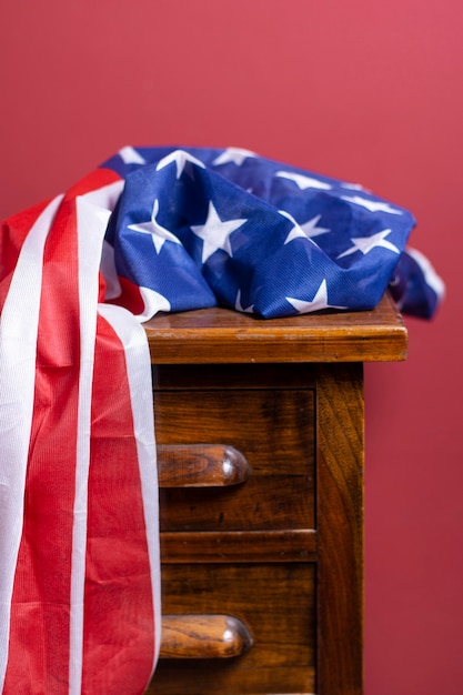 Foto gratuita vista frontal de la bandera de estados unidos en el cajón