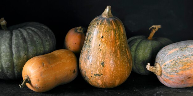 Vista frontal de la calabaza de otoño