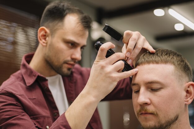 Vista frontal del concepto de barbería