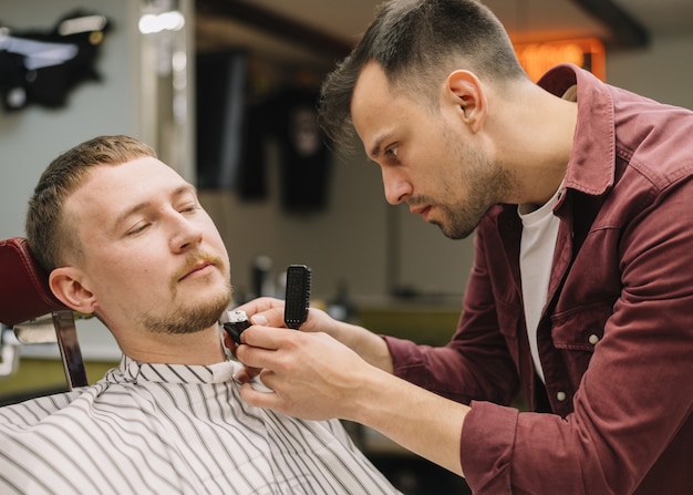 Vista frontal del concepto de barbería