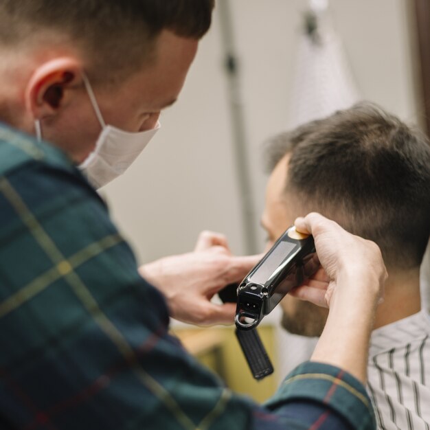 Vista frontal del concepto de barbería