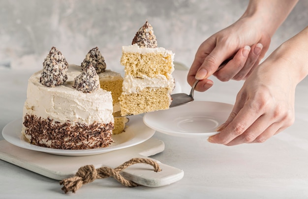 Foto gratuita vista frontal del concepto de delicioso pastel