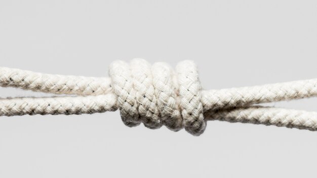 Vista frontal de la cuerda de algodón retorcido