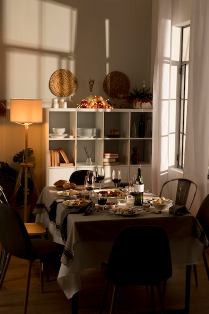 Vista frontal de la deliciosa comida de acción de gracias