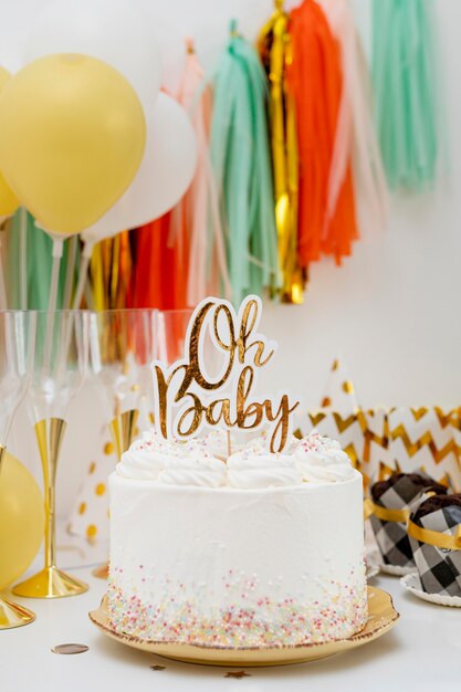 Vista frontal del hermoso concepto de baby shower