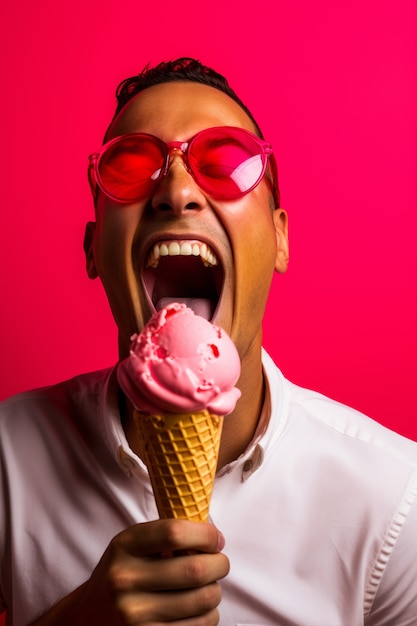 Foto gratuita vista frontal hombre con delicioso helado