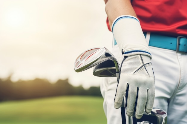 Foto gratuita vista frontal de un hombre jugando al golf en la naturaleza