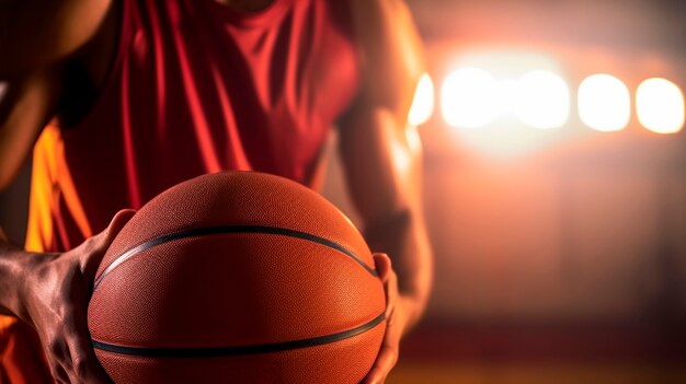 Vista frontal hombre jugando baloncesto