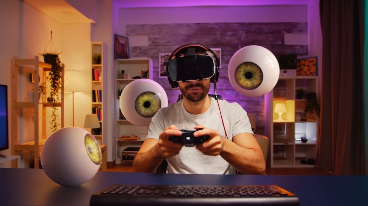 Foto gratuito vista frontal hombre jugando videojuegos