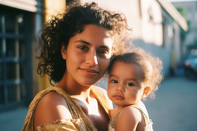 Foto gratuita vista frontal madre con lindo bebé