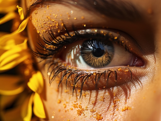 Foto gratuita vista frontal de una mujer posando con girasol