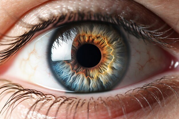 Vista frontal del ojo humano