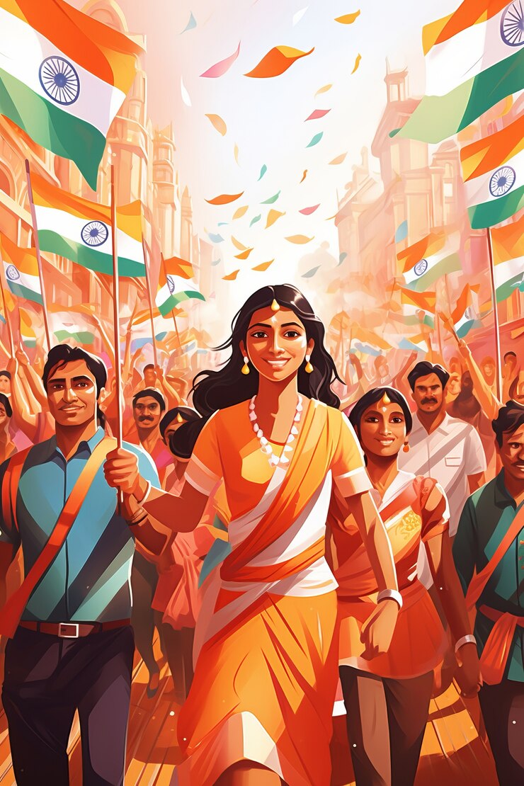 Foto gratuito vista frontal de personas celebrando el día de la república india.