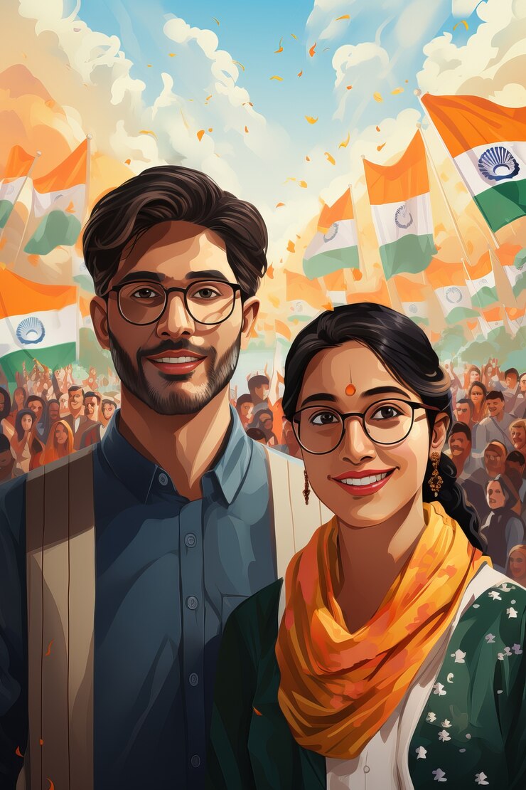 Foto gratuito vista frontal de personas celebrando el día de la república india.