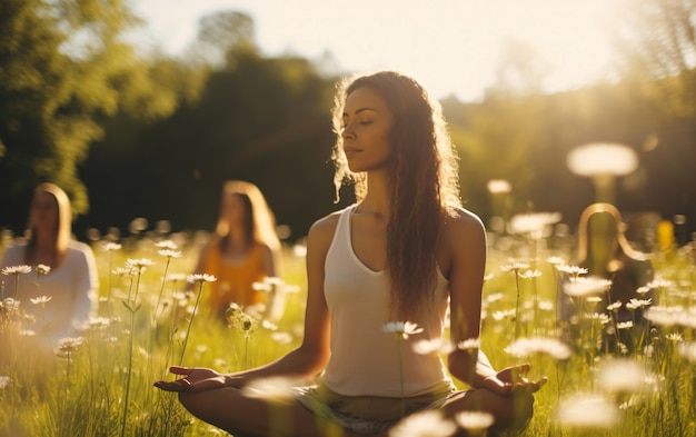 Foto gratuita vista frontal de personas haciendo yoga juntas