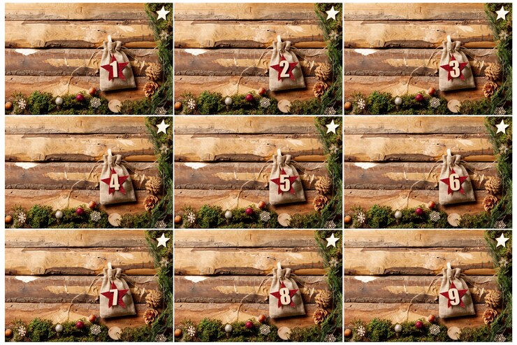 Foto gratuito vista frontal repleta de números para el concepto de calendario de adviento