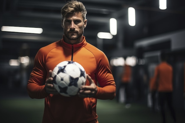 Foto gratuita vista del futbolista antes del partido.