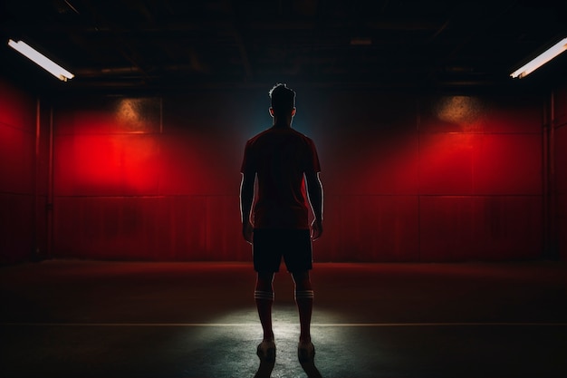 Vista del futbolista masculino antes del partido.