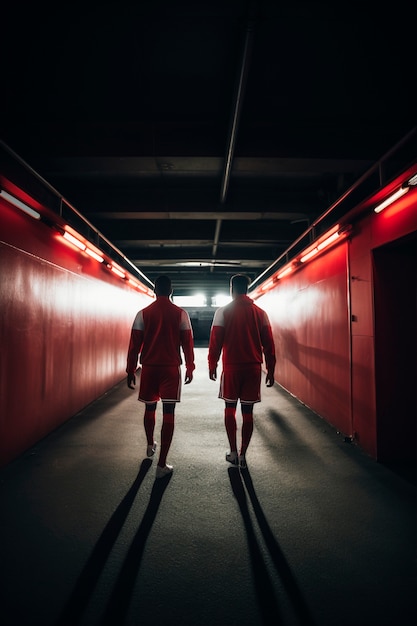 Foto gratuita vista de los futbolistas antes del partido.